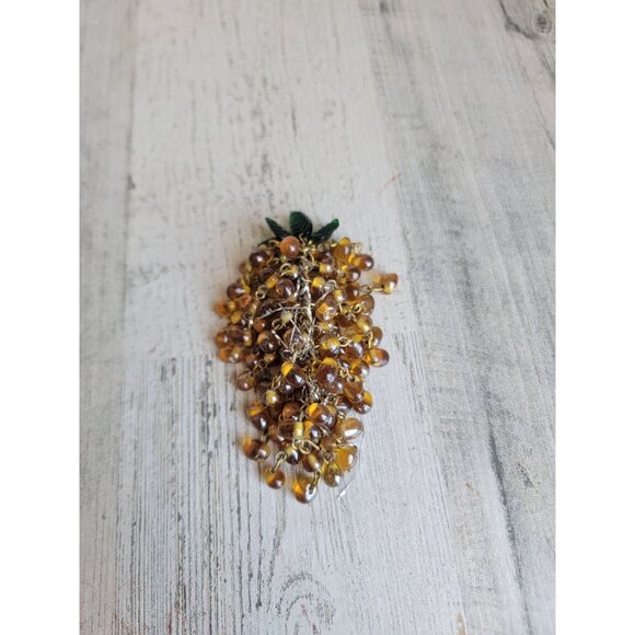 Vintage mini yellow grape beaded Vine ornament Xmas - Picture 2 of 6